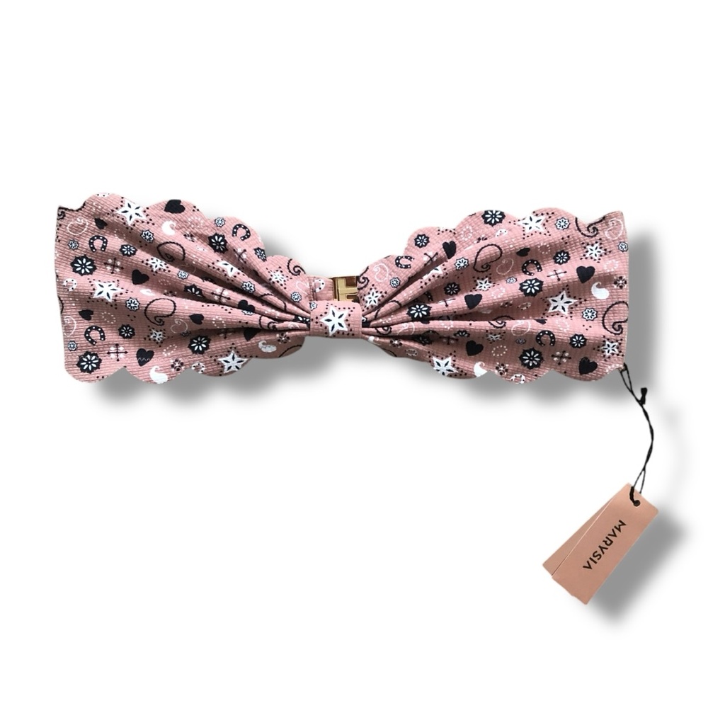 Marysia Swim Antibes Bikini Top Bandeau Pink Bandana NWT Size Medium